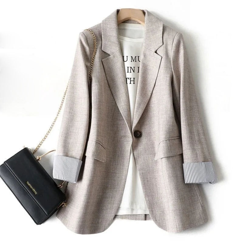 Ladies Long Sleeve Spring Casual Blazer 2023 New Fashion Business Plaid Suits Women Work Office Blazer Women Jackets Coats S-6XL